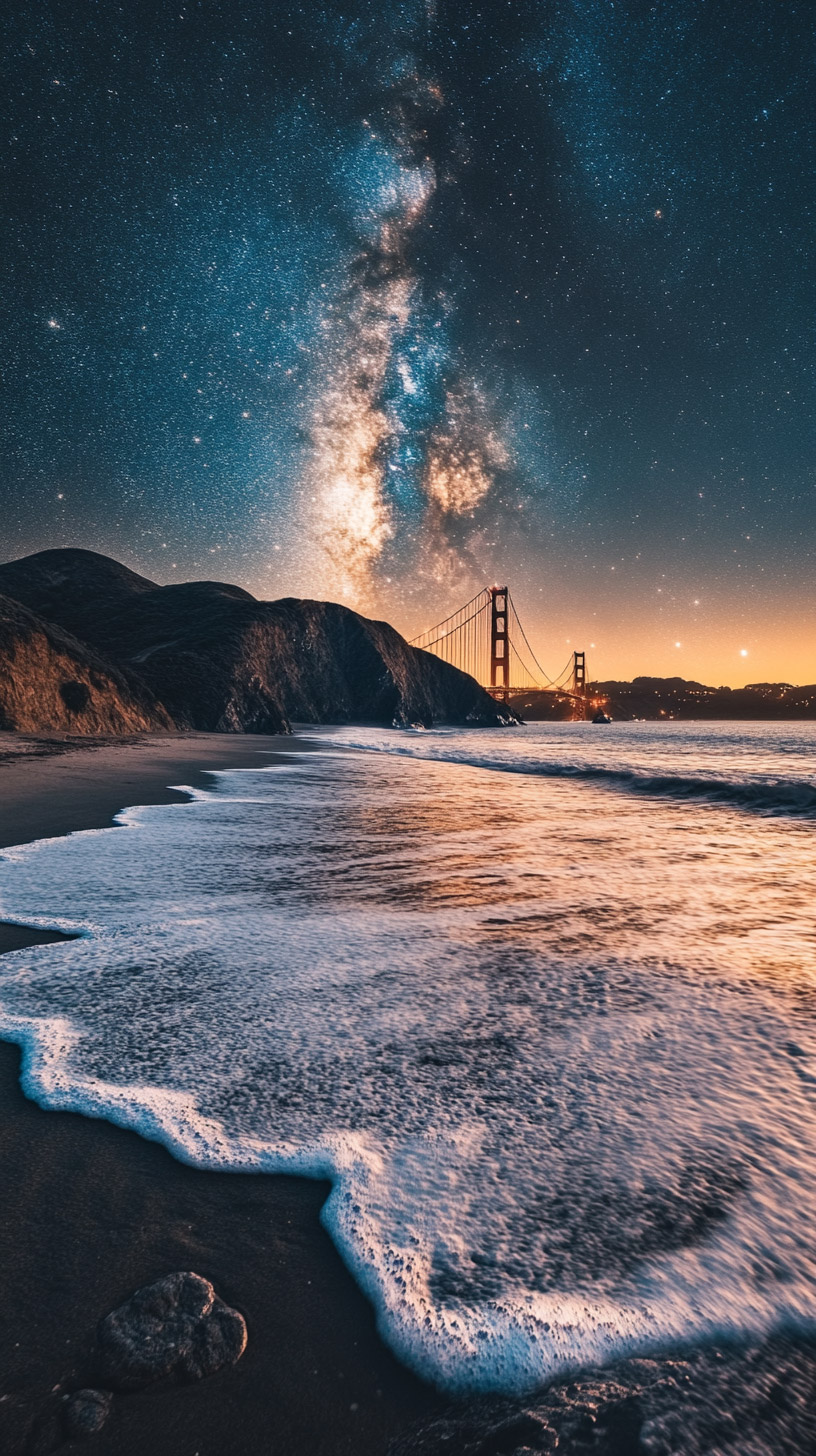 Striking Golden Gate Bridge Night Pictures for Smartphones