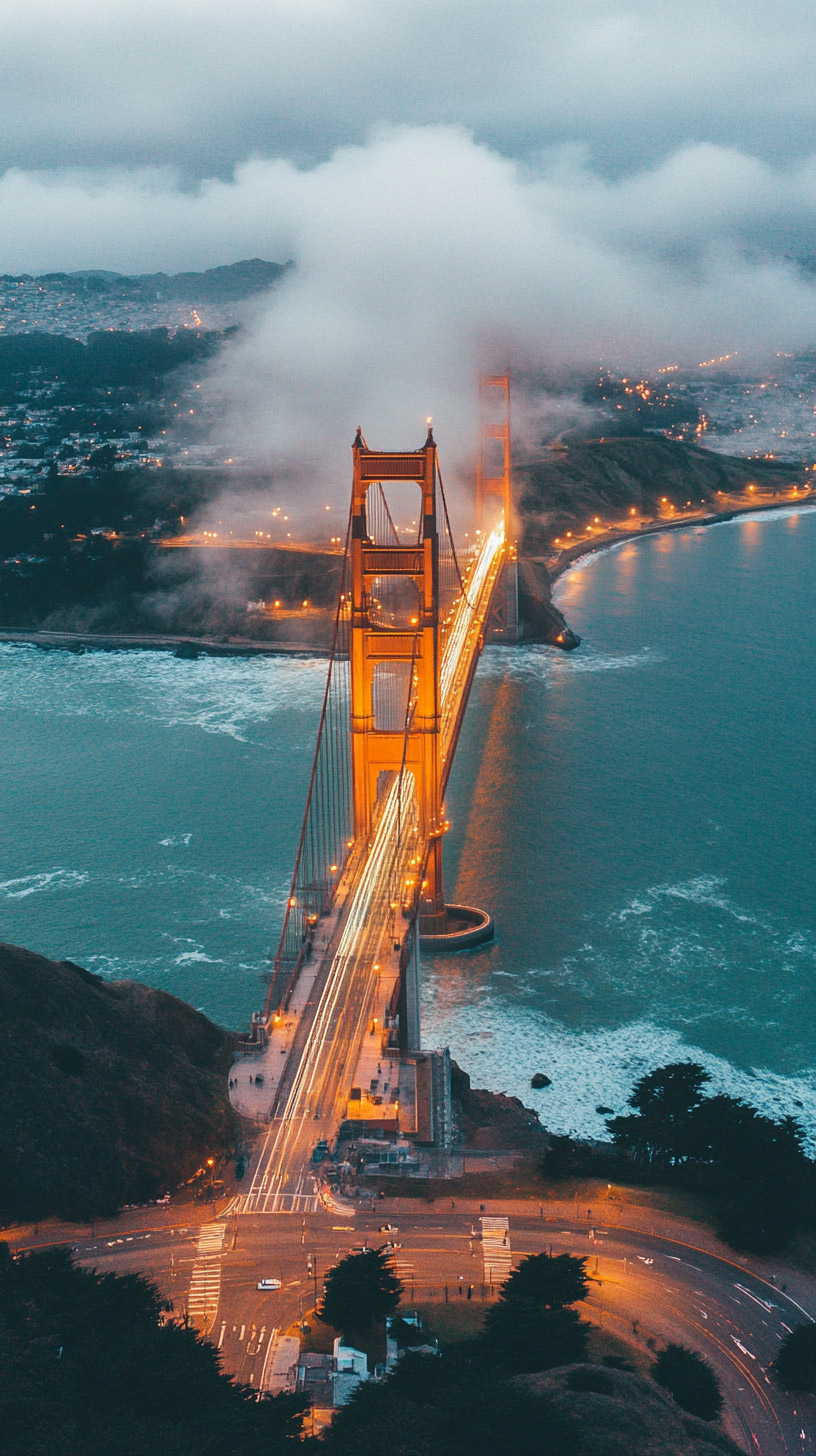 Golden Gate Bridge Night Scene Background for iPhone Users