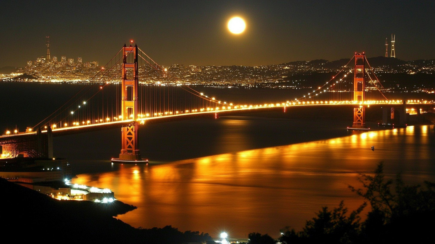 AI Wallpaper: Golden Gate Bridge at Night in HD