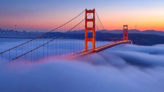 Stunning 16:9 Golden Gate Bridge AI Wallpaper Download