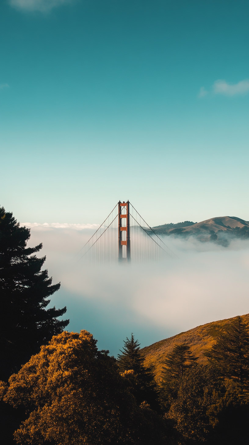 Serene Golden Gate Bridge Fog Image for Your Phone