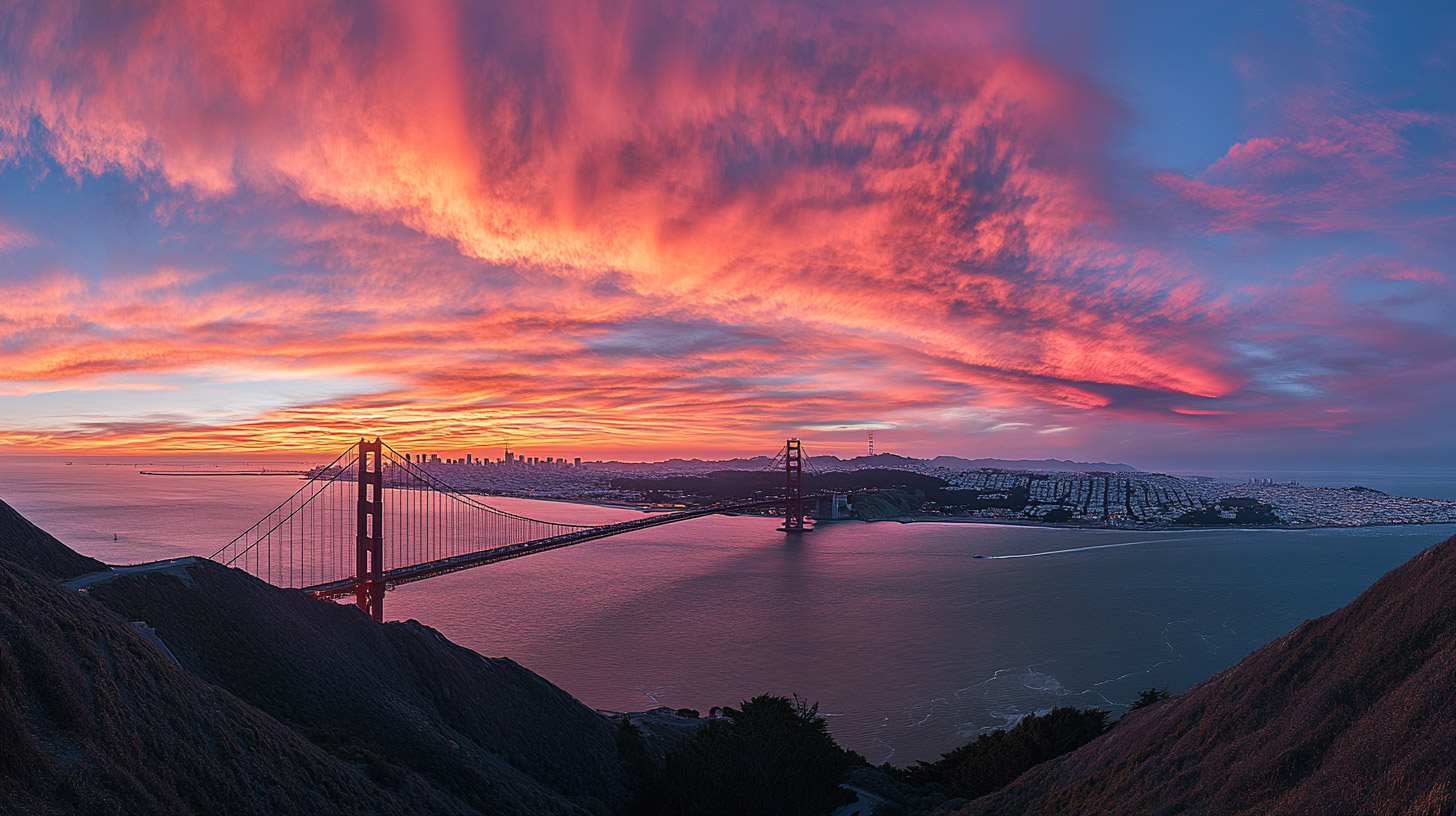 AI Wallpaper: Golden Gate Bridge at Sunset Experience