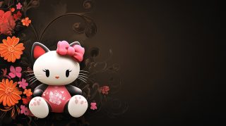 Digital Background Download: Hello Kitty Black Theme