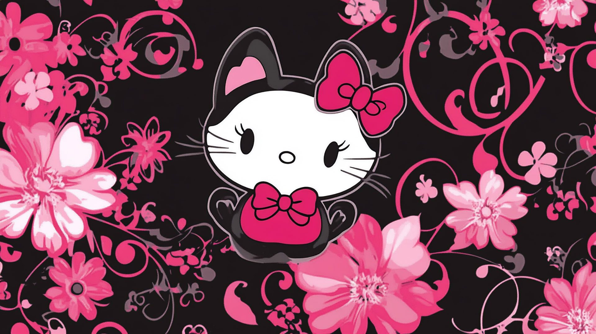 Hello Kitty Black and Pink HD Wallpaper for Desktop