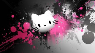 Ultra HD Hello Kitty Black and Pink Digital Background