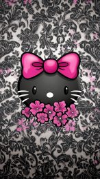 Stunning Black and Pink Hello Kitty Mobile Wallpaper