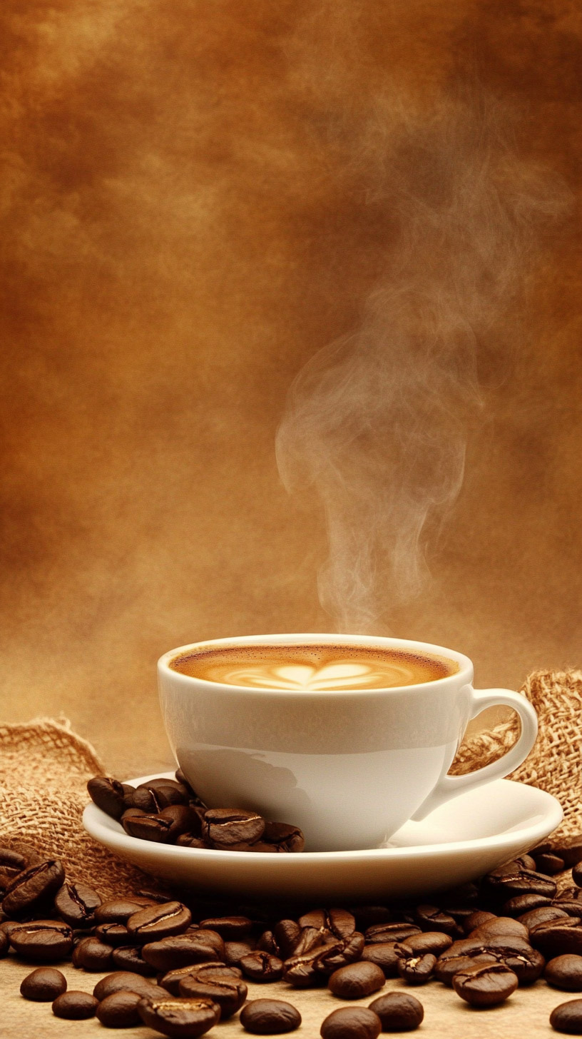 Cute Coffee Cup Wallpaper in 9:16 Format for Mobiles