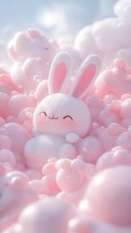 Cute Kawaii Bunny Digital Background for Phones