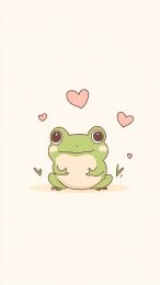 Kawaii Cute Frog HD Mobile Wallpaper for iPhone