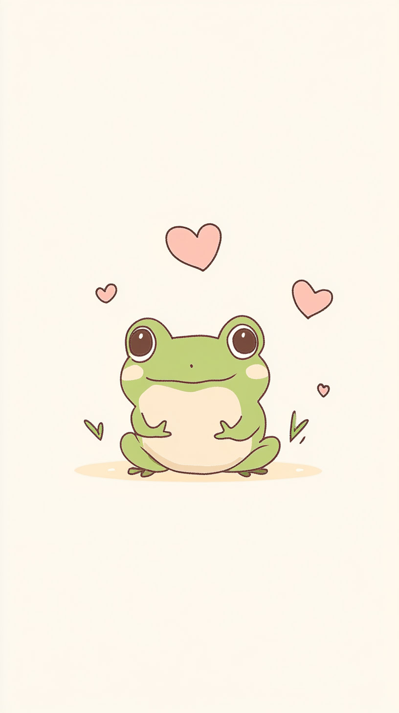 Kawaii Cute Frog HD Mobile Wallpaper for iPhone