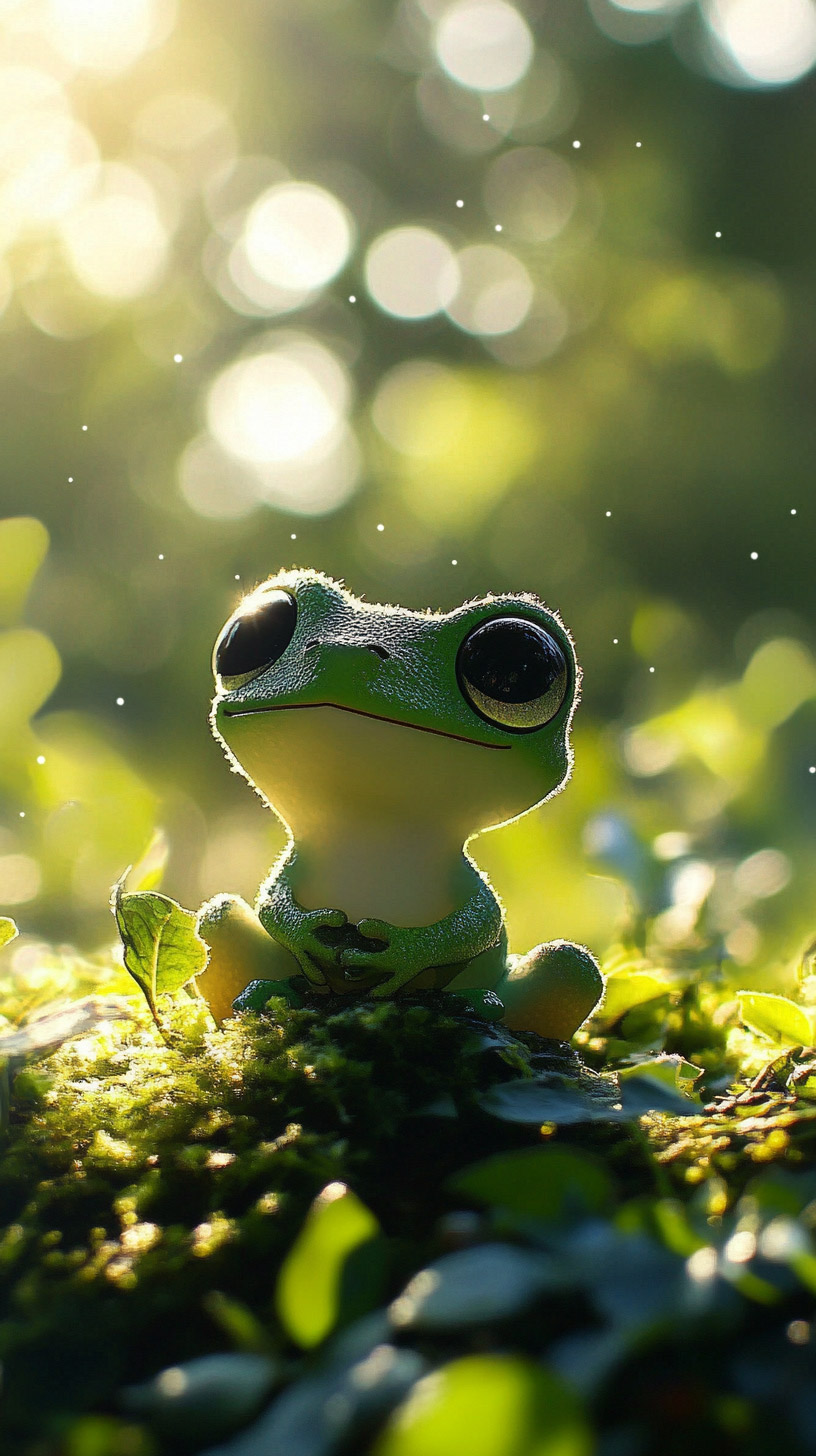 Digital Background of Adorable Kawaii Frog for Android