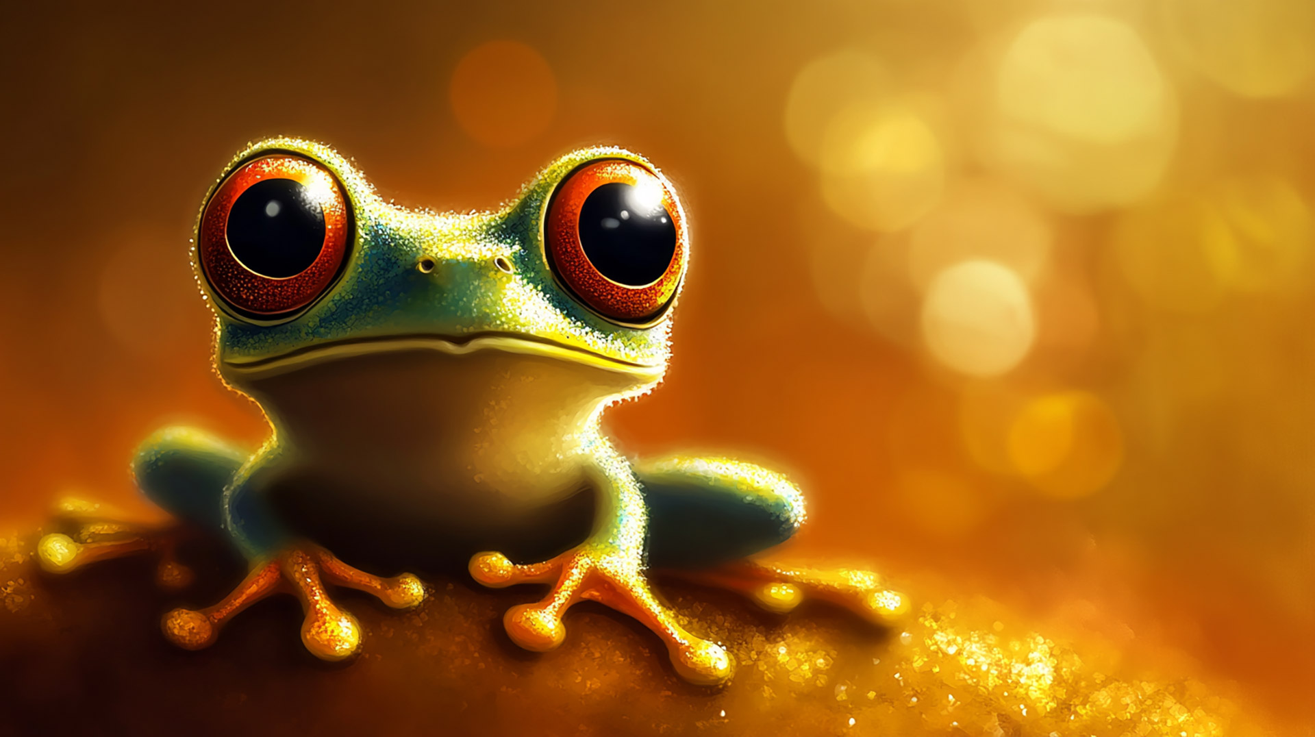 Digital Background with Kawaii Frog Theme in 16:9