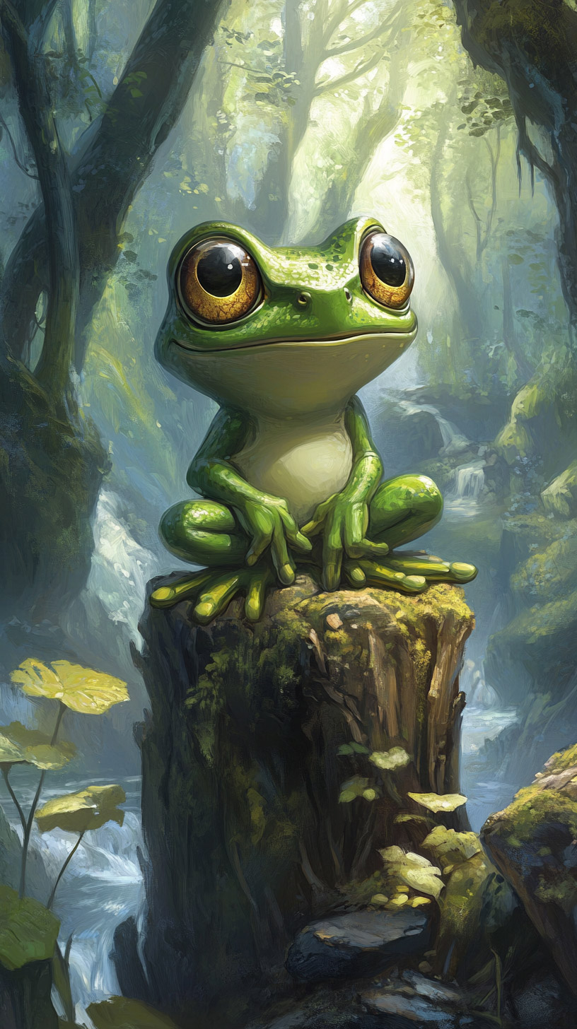 kawaii frog HD mobile wallpaper for iPhone and Android