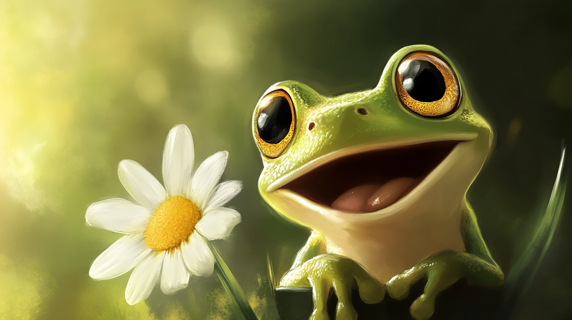 Kawaii Frog Desktop Backgrounds for 16:9 Screens