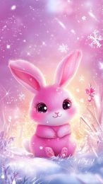 Kawaii Pink Bunny Mobile Wallpaper for iPhone and Android