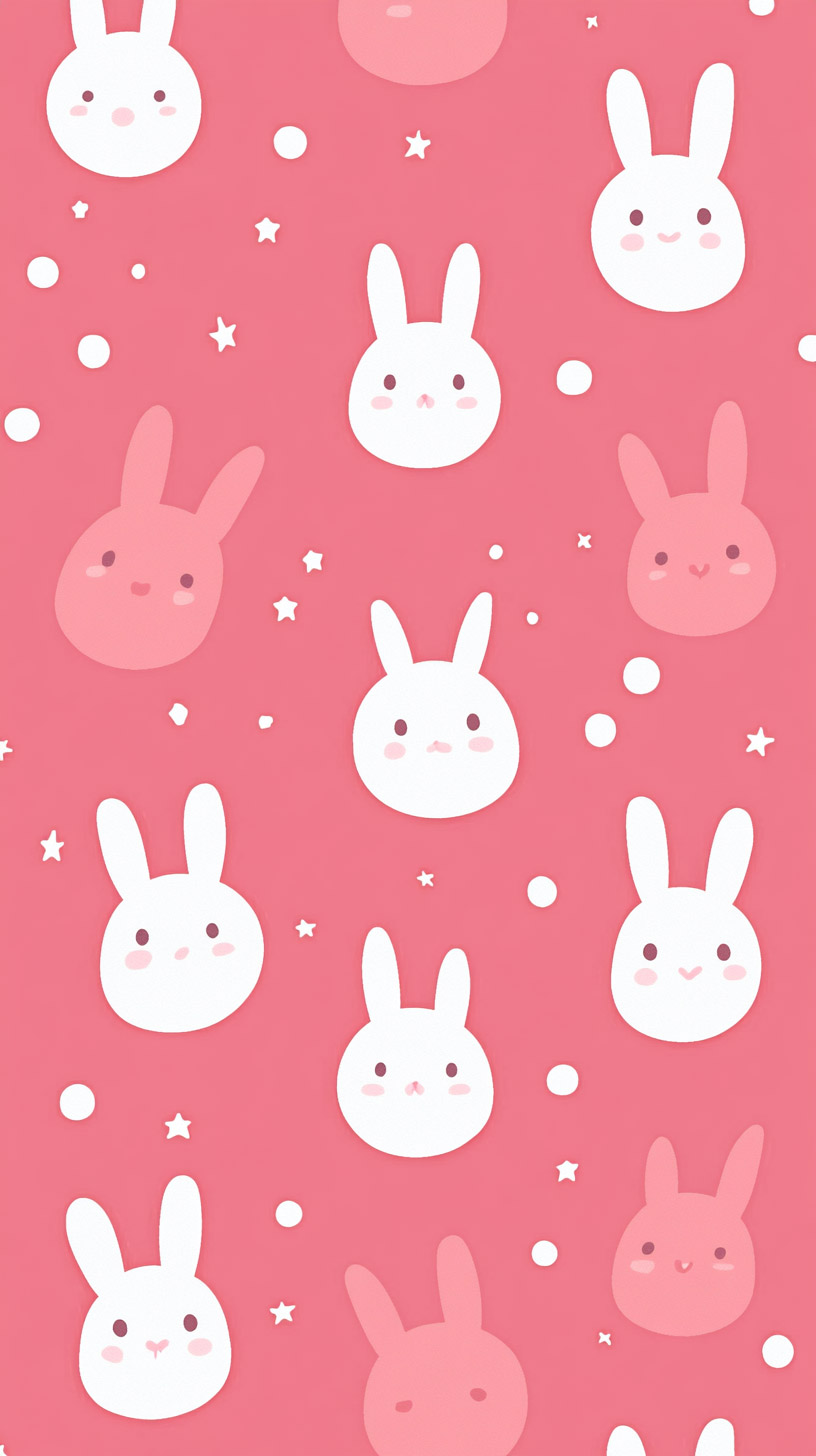 Adorable Kawaii Pink Bunny Wallpaper for Smartphones