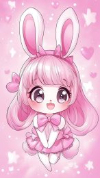 Cute Kawaii Pink Bunny Mobile Wallpaper Download