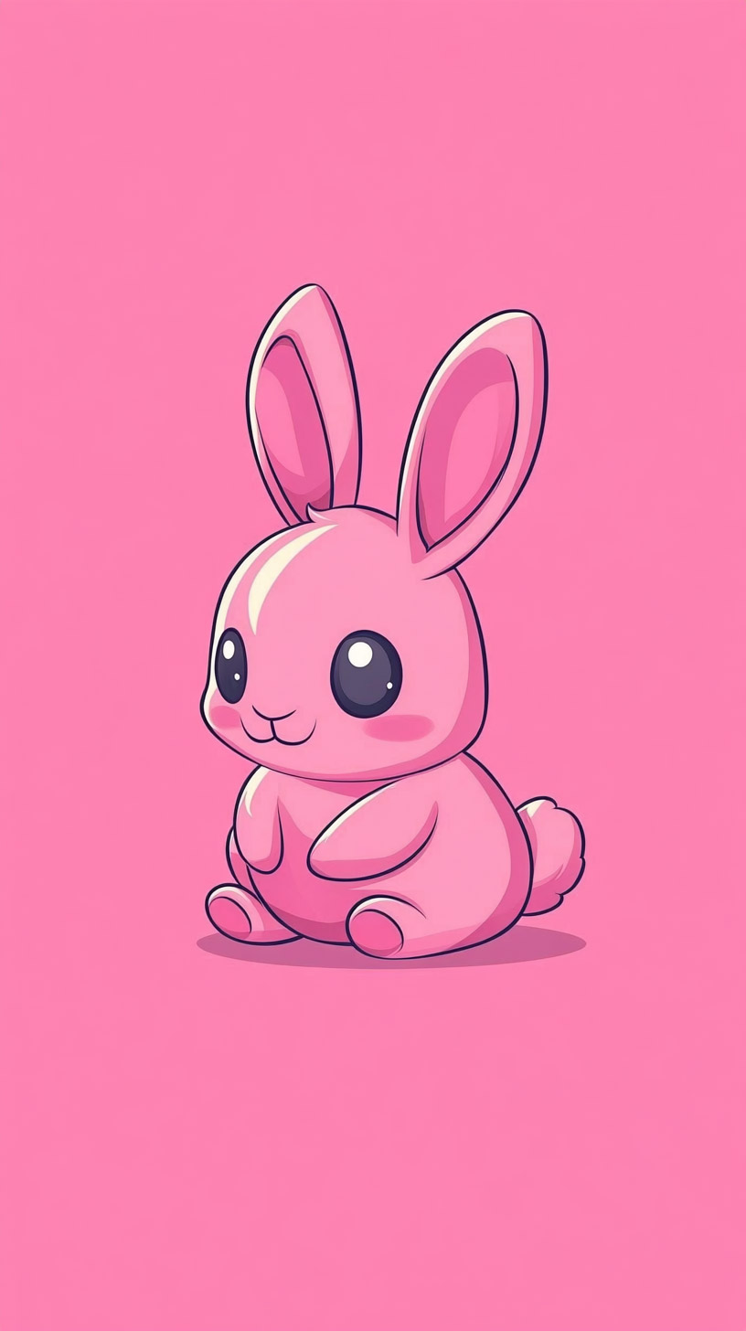 Kawaii Pink Bunny Digital Background for Phones