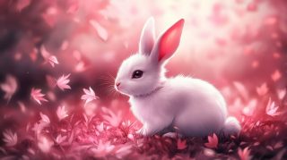 Download Adorable Kawaii Pink Bunny HD Wallpaper