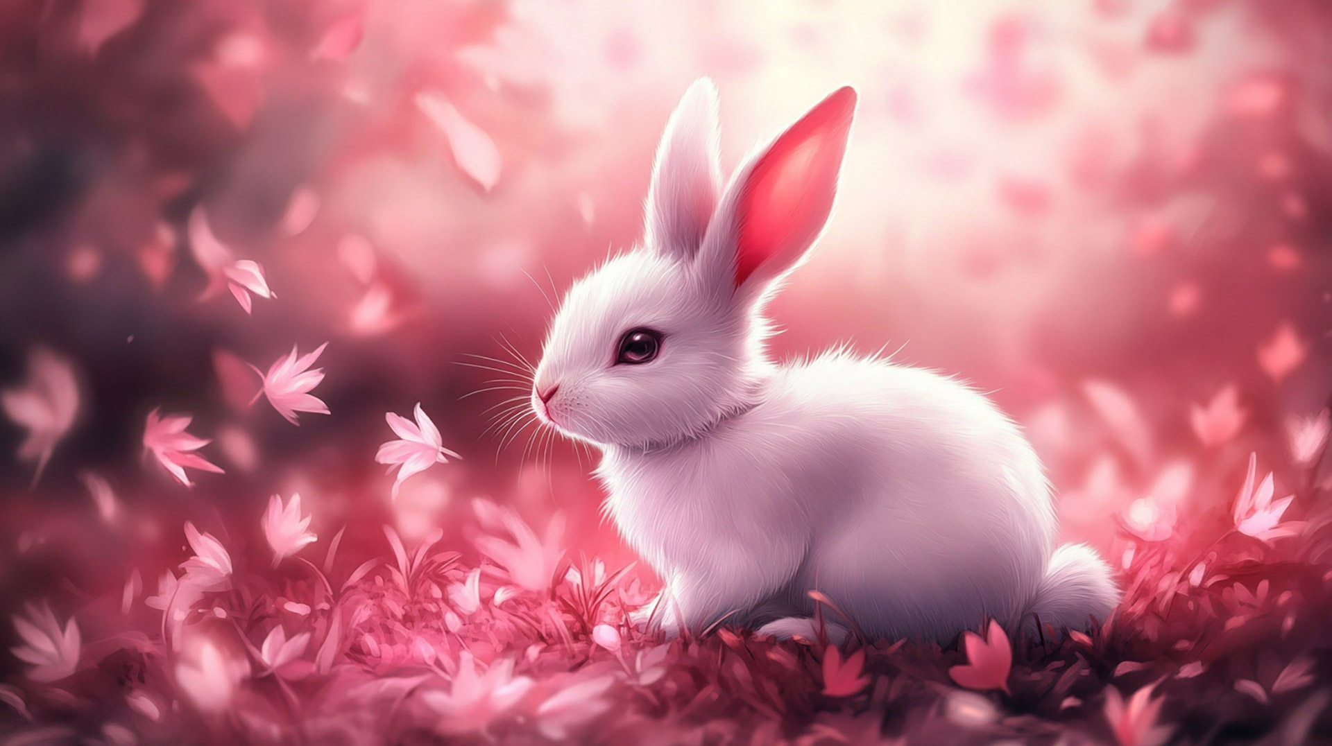 Download Adorable Kawaii Pink Bunny HD Wallpaper