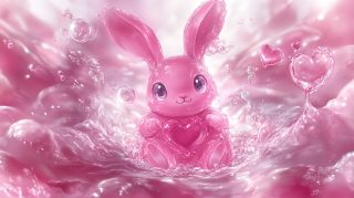 AI Generated Kawaii Pink Bunny Images in HD