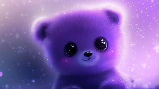 Kawaii Purple Bear HD Wallpaper for Your Desktop