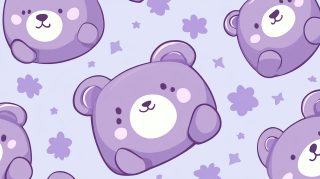 Customize Your PC with Kawaii Purple Bear Wallpaper