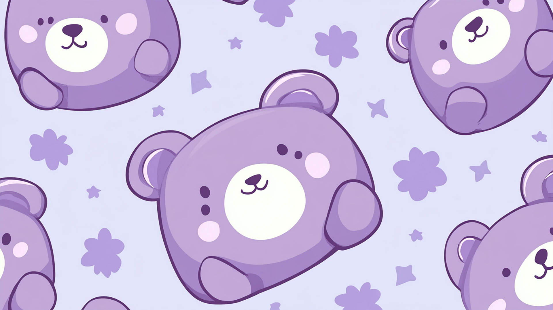 Customize Your PC with Kawaii Purple Bear Wallpaper