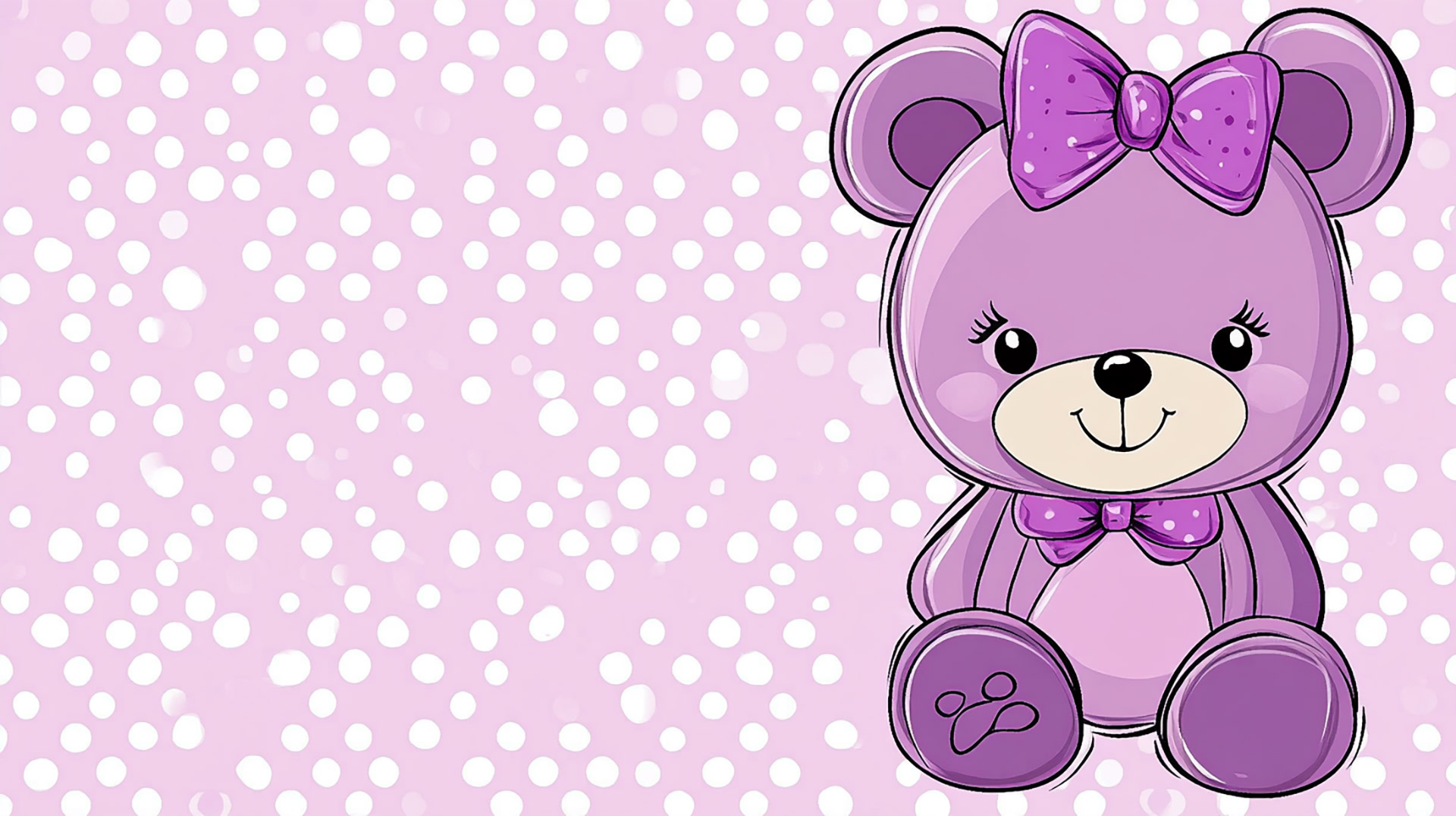 Fun and Cute Kawaii Purple Bear Desktop Background