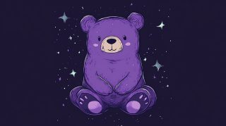 Charming Kawaii Purple Bear Digital Background for Desktops