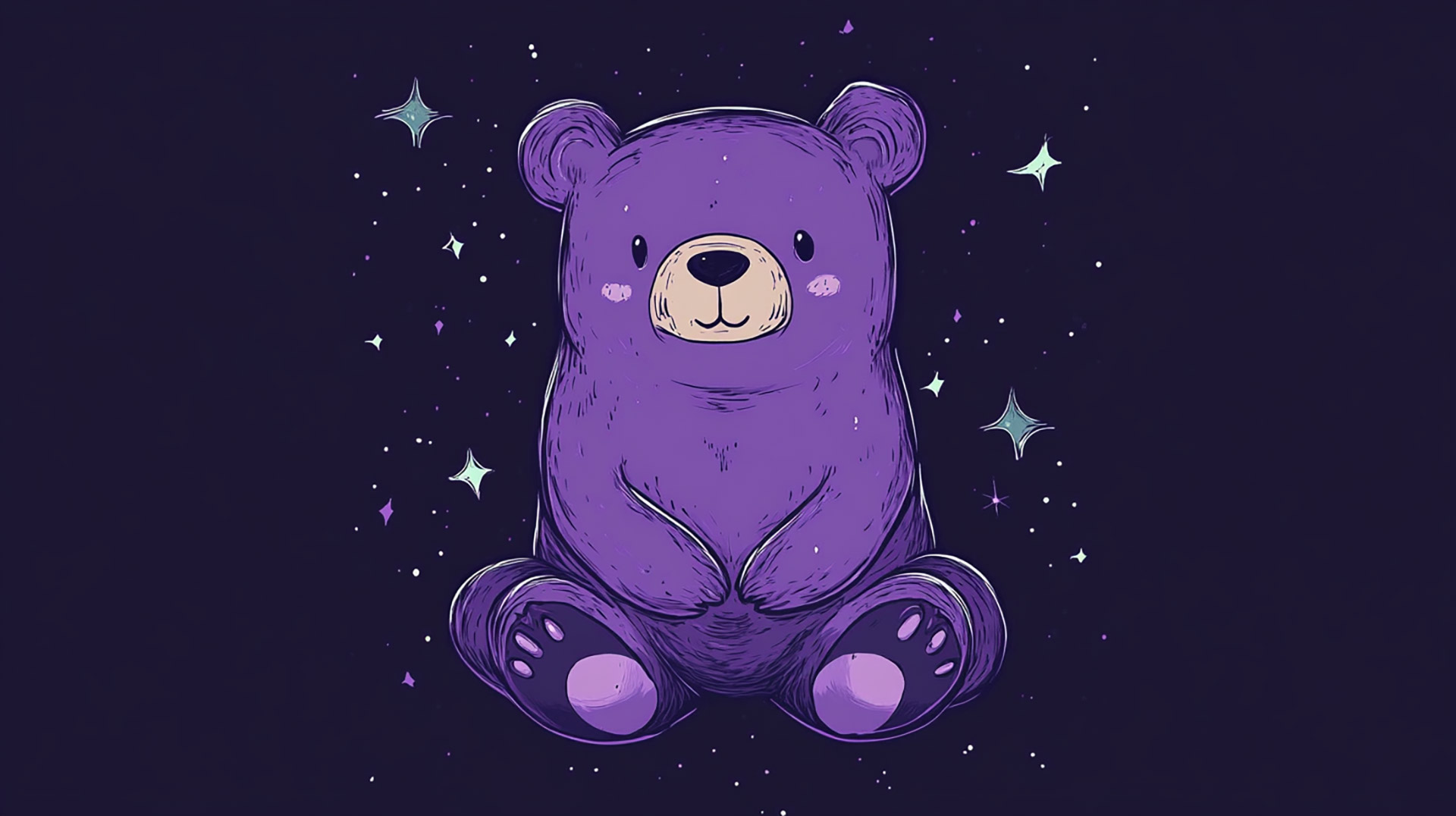 Charming Kawaii Purple Bear Digital Background for Desktops