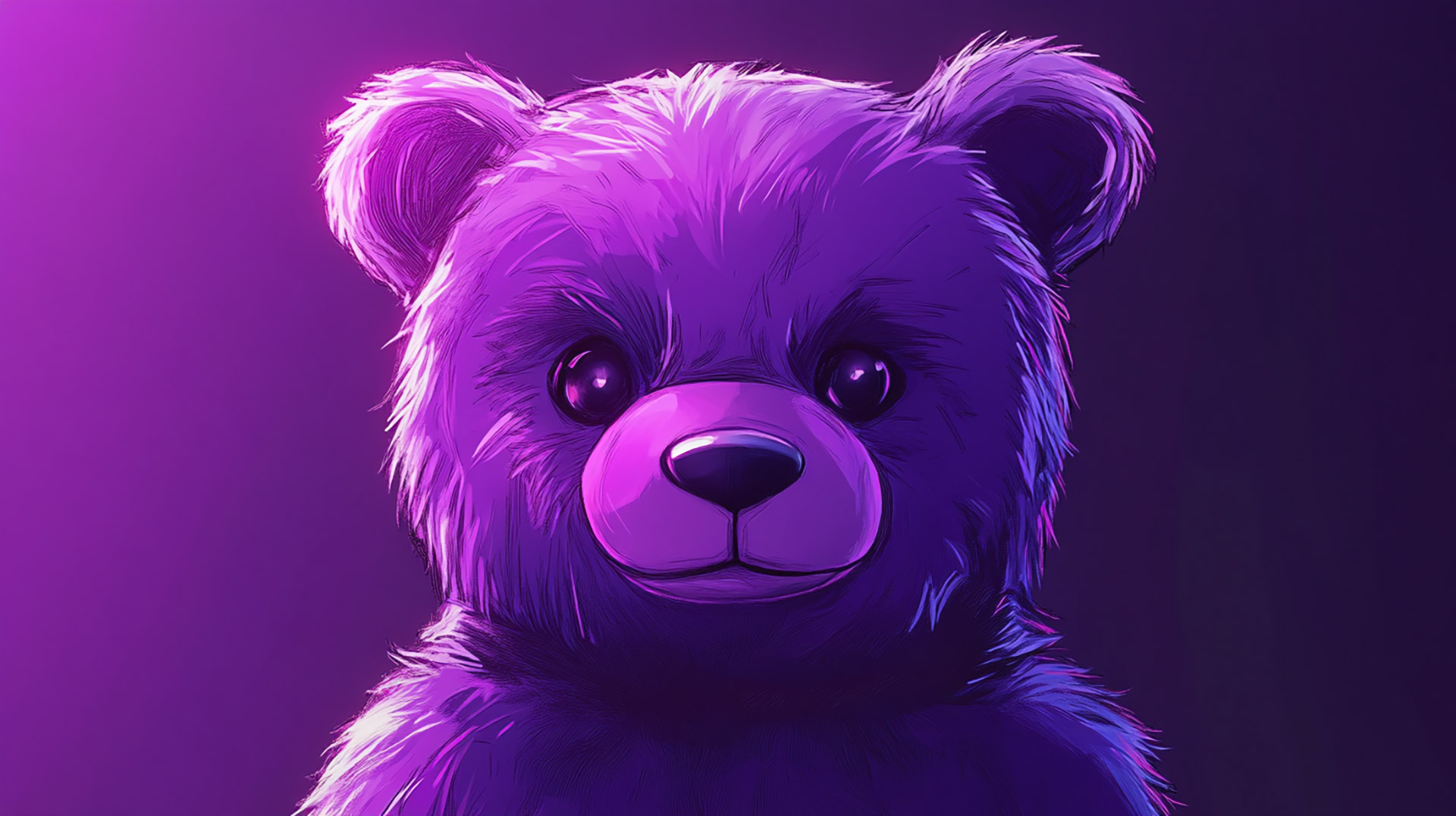 Vibrant Kawaii Purple Bear Pictures for Desktop Background