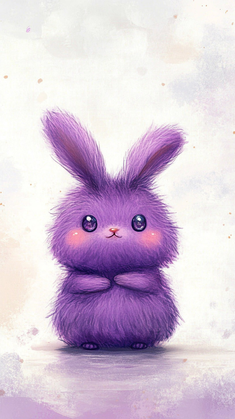 Kawaii Purple Bunny HD Mobile Wallpaper for iPhone