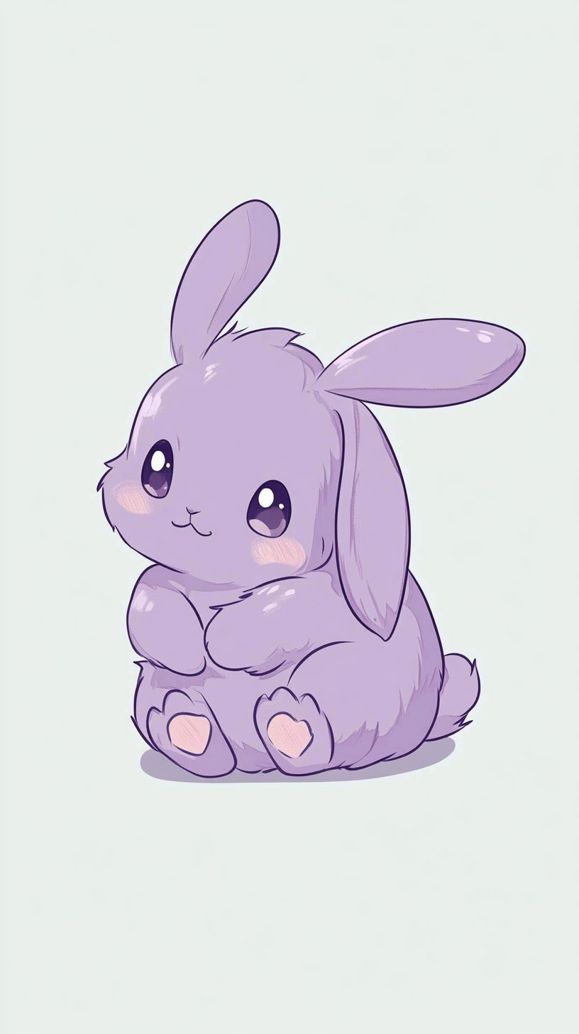 Cute Purple Bunny Image for Android Mobile Wallpaper