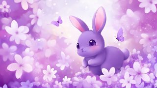 Download Adorable Kawaii Purple Bunny HD Wallpaper