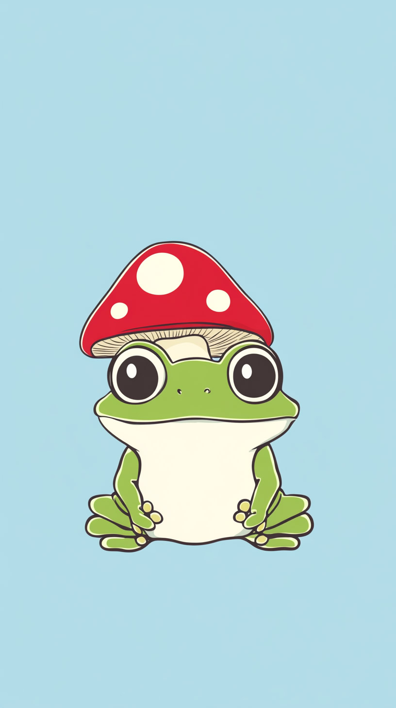 HD Mobile Wallpaper: Kawaii Frog with Hat Design