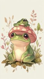 Vibrant Frog and Mushroom Hat Picture for Mobile