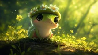 Adorable Frog and Mushroom Hat 4K Images