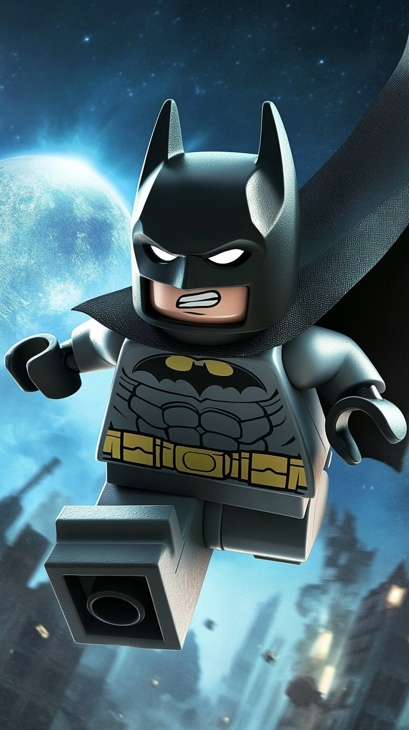 Cute Lego Batman Digital Background for iPhone and Android