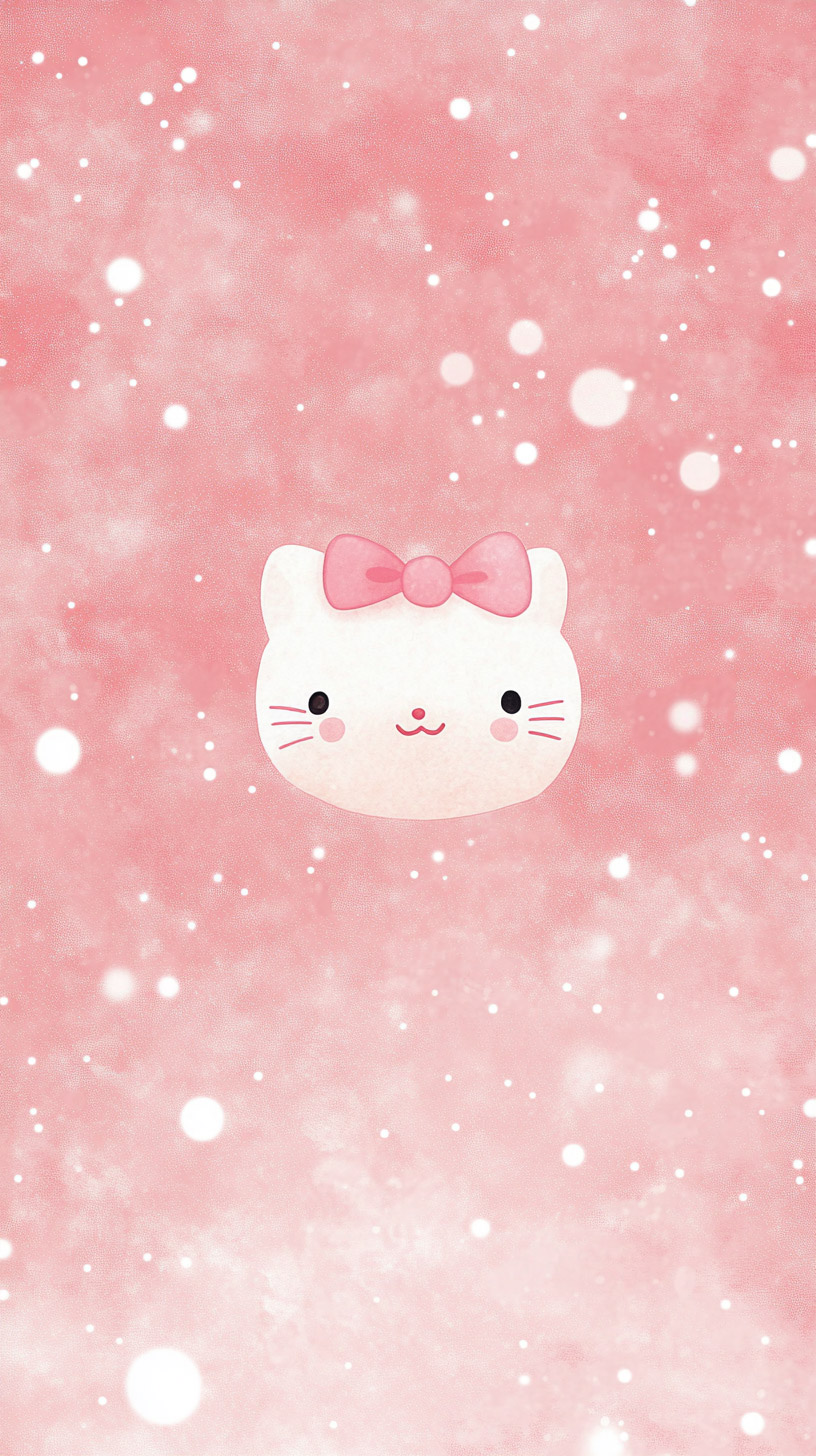 Stylish Light Pink Hello Kitty Background for iPhone Users