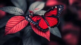 Captivating Digital Background with Black and Red Butterflies