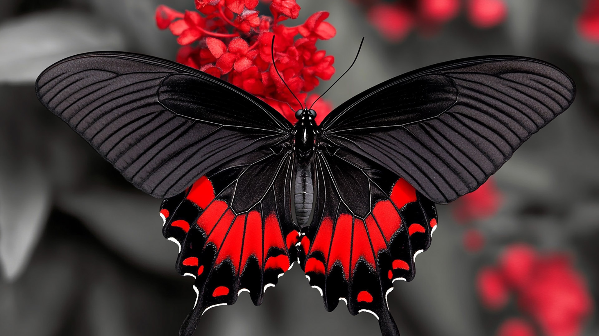 Stunning 4K Black and Red Butterfly Wallpaper for Desktop