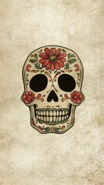 Vibrant Mexican Skull Digital Background for Android Devices