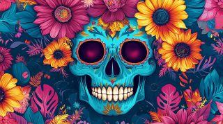 Free AI Wallpaper: Stunning Mexican Skull Digital Background