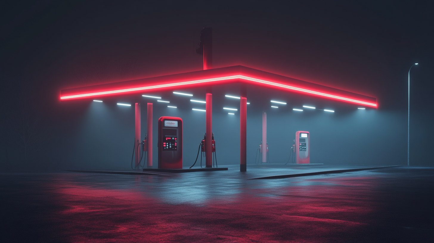 Neon Gas Station Digital Background for HD Wallpaper