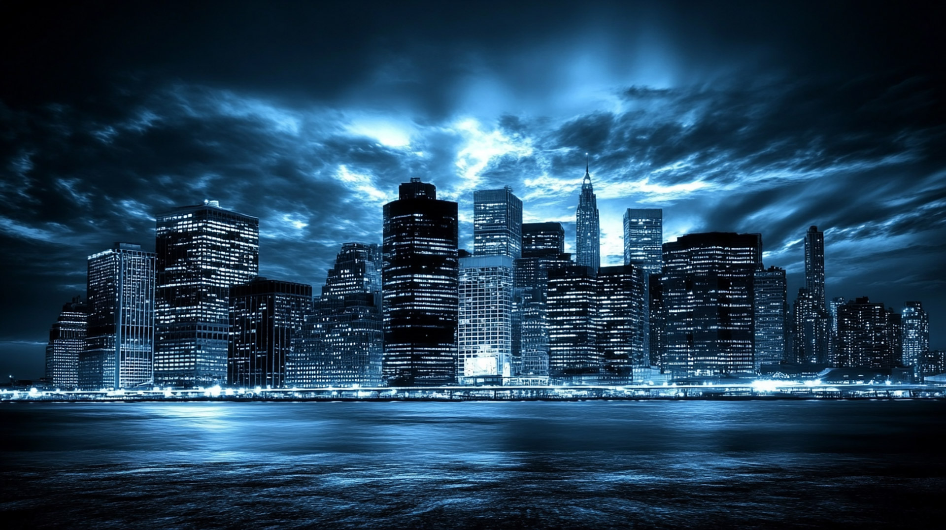 New York City Skyline at Night HD Wallpaper