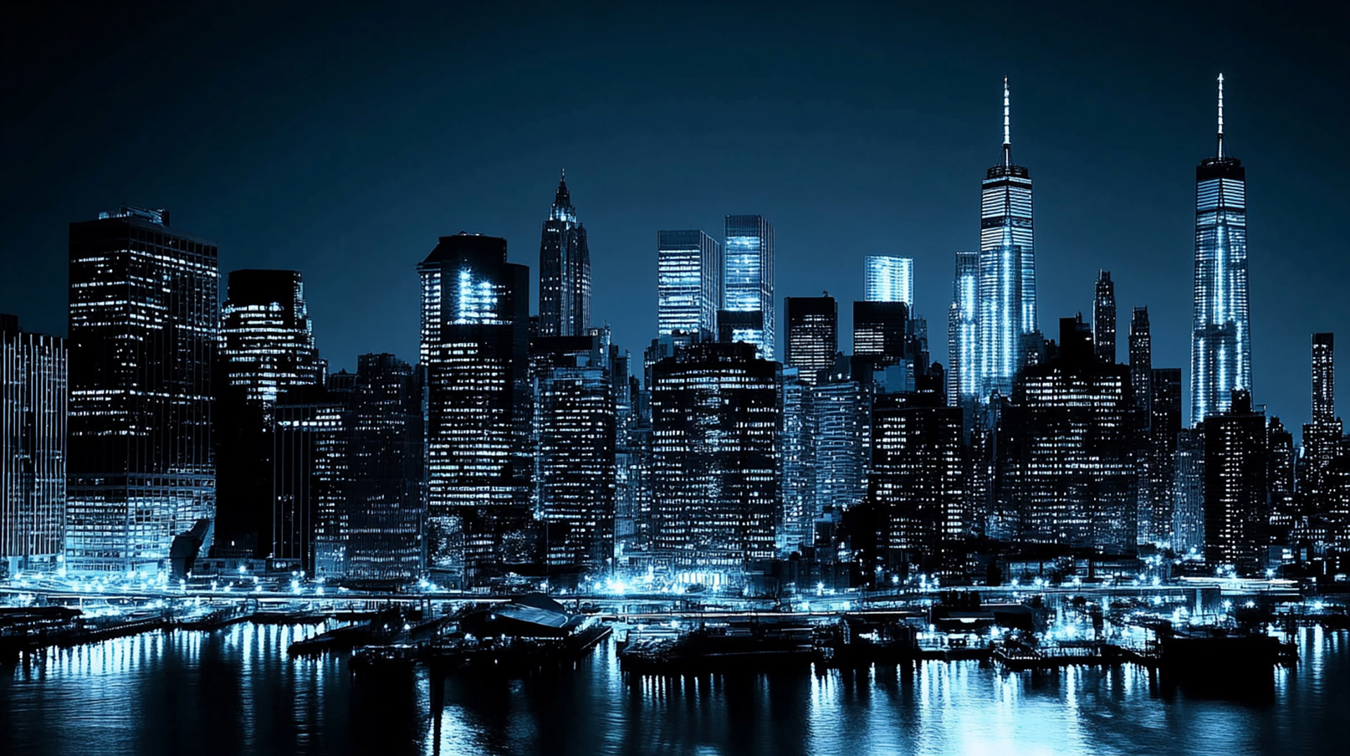 Free HD Wallpaper Featuring Nighttime NYC Skyline