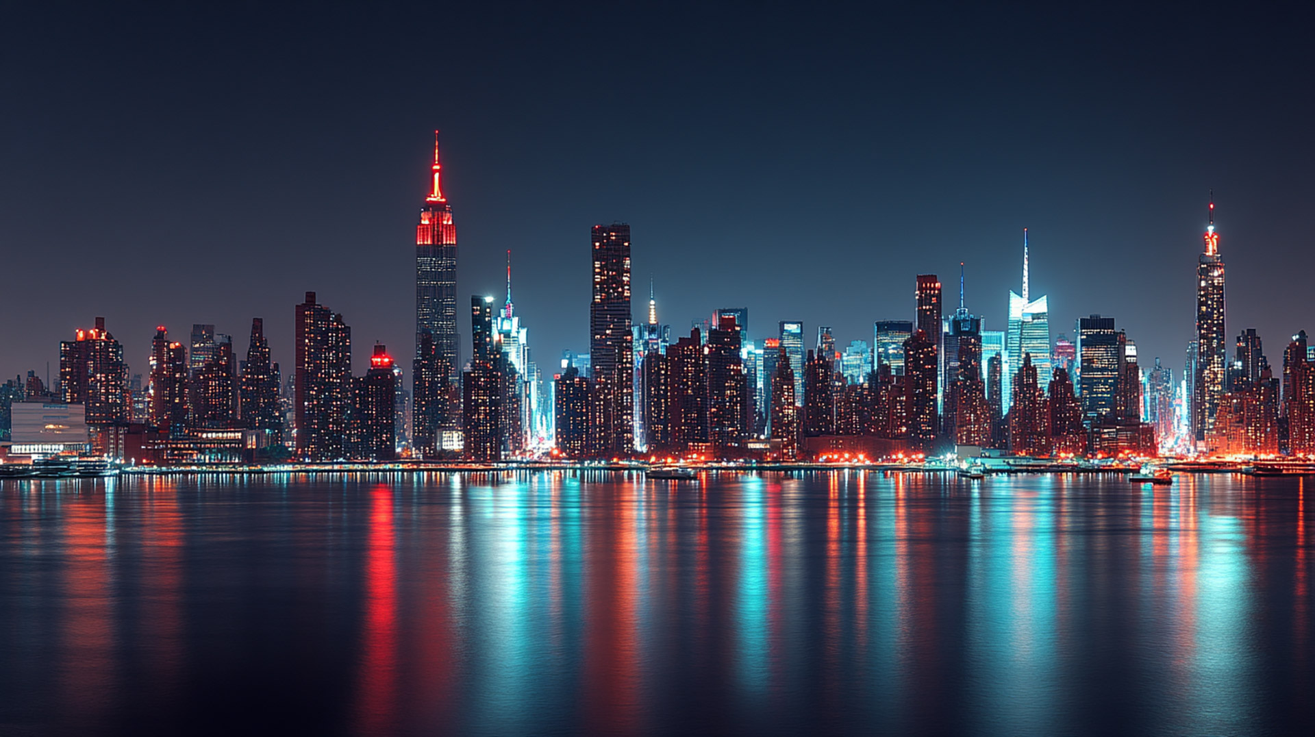 Stunning AI Wallpaper of NYC Skyline at Night