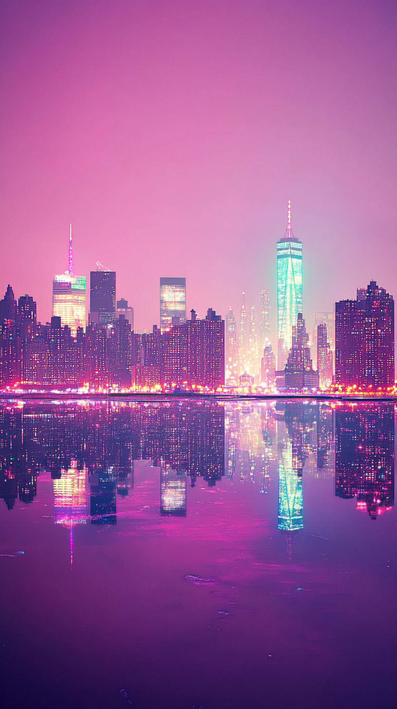 Stunning NYC Skyline Night Mobile Wallpapers for iPhone