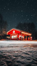 Stunning Night Gas Station HD Mobile Wallpaper